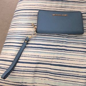 Powder blue Michael Kors wristlet wallet
